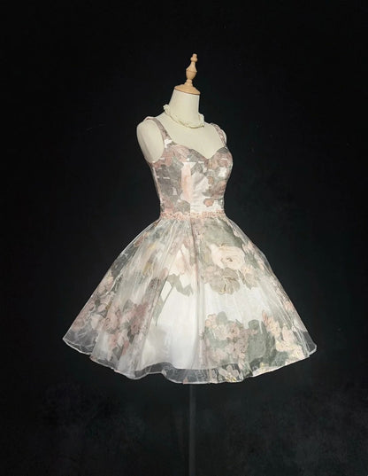 Robes de bal de princesse à bretelles fleuries courtes mini robes de 18e anniversaire robes de rentrée scolaire N3706