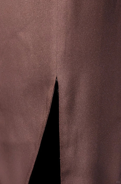 Vintage Ballkleid A-Linie Spaghettiträger Braun Chiffon Lang 70er Jahre Abendkleid N2578