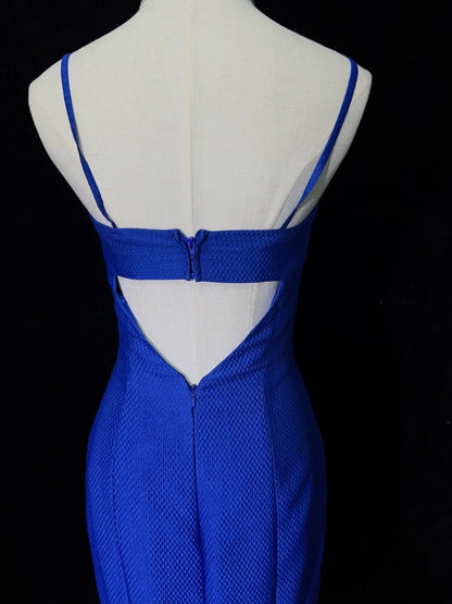 Robes de bal vintage des années 80, sirène, bretelles spaghetti, bleu roi, longues tenues de soirée formelles N3486