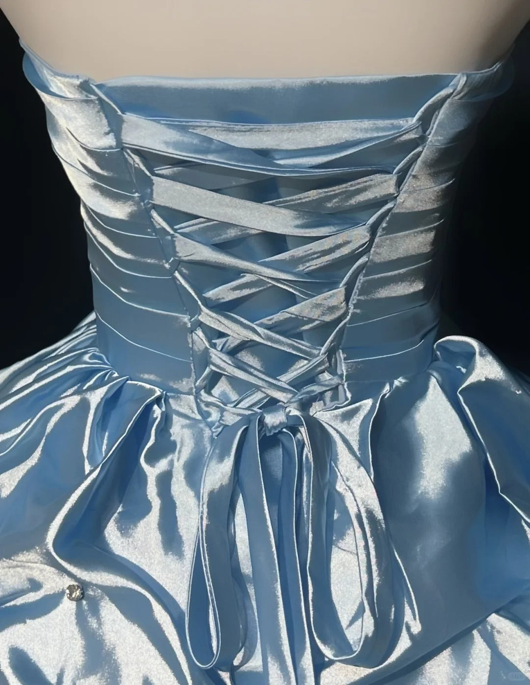 Jolie robe de bal bustier bleu ciel clair pour le 16e anniversaire, robes de bal de rentrée N3807