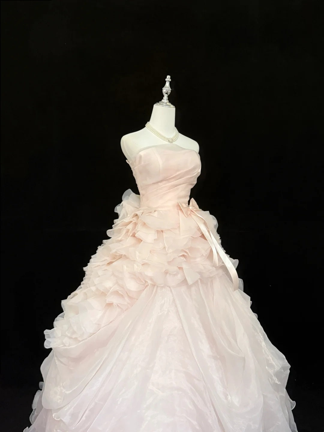 Sweet 15 Quinceanera Dress Ball Gown Strapless Blush Pink With Tiered Tulle 15th Birthday Gown RC0271