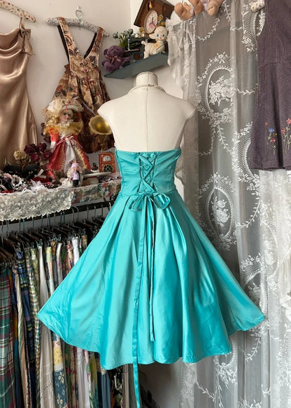Simple Ball Gown Strapless Green Satin Short 16th Birthday Dress Middle School Homecoming Dresses Cocktail Gown N656