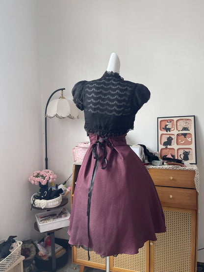 Vintage Ball Gown Spaghetti Strap Burgundy With Cape Satin 16th Birthday Homecoming Dress Graduation Outfit RB6792