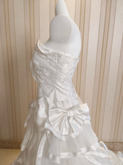 Chic Wedding Dresses Mermaid Strapless Neck Garden Vintage Wedding Dress N4486