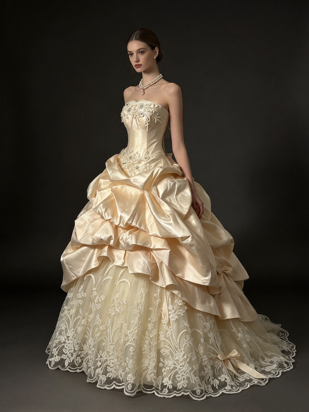 Vintage Elegant Ball Gown Strapless Sleeveless Lace 60s Ivory Multi Layers Long Bride Dress Long Bride Dress Classy Wedding Dresses AU358