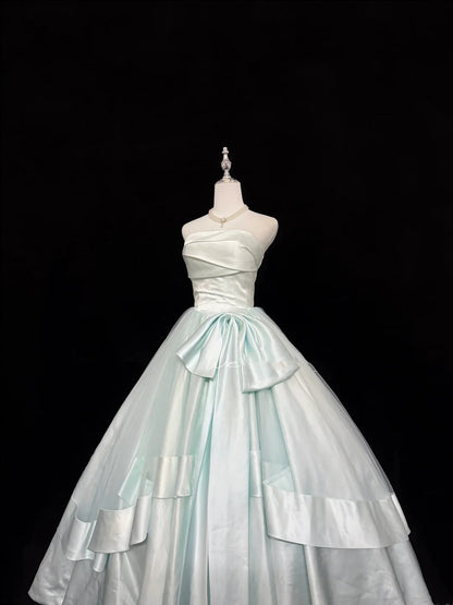 Sweet 16 Dresses Long Ball Gown Sweet Sixteen Long Birthday Dress Strapless Satin Formal Gown RC0297