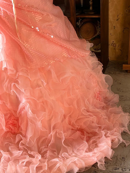 Vintage Ball Gown Spaghetti Straps Pink With Layers Tiered Sweet 16 Dresses Quinceanera Dress Long 15 Vestidos De Fiesta N2263