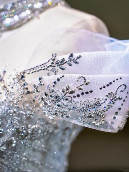 Traumhaftes Meerjungfrauen-Abendkleid mit schulterfreiem Ausschnitt, Pailletten, blau, lang, Inspiration für Partys und Balls RB1667