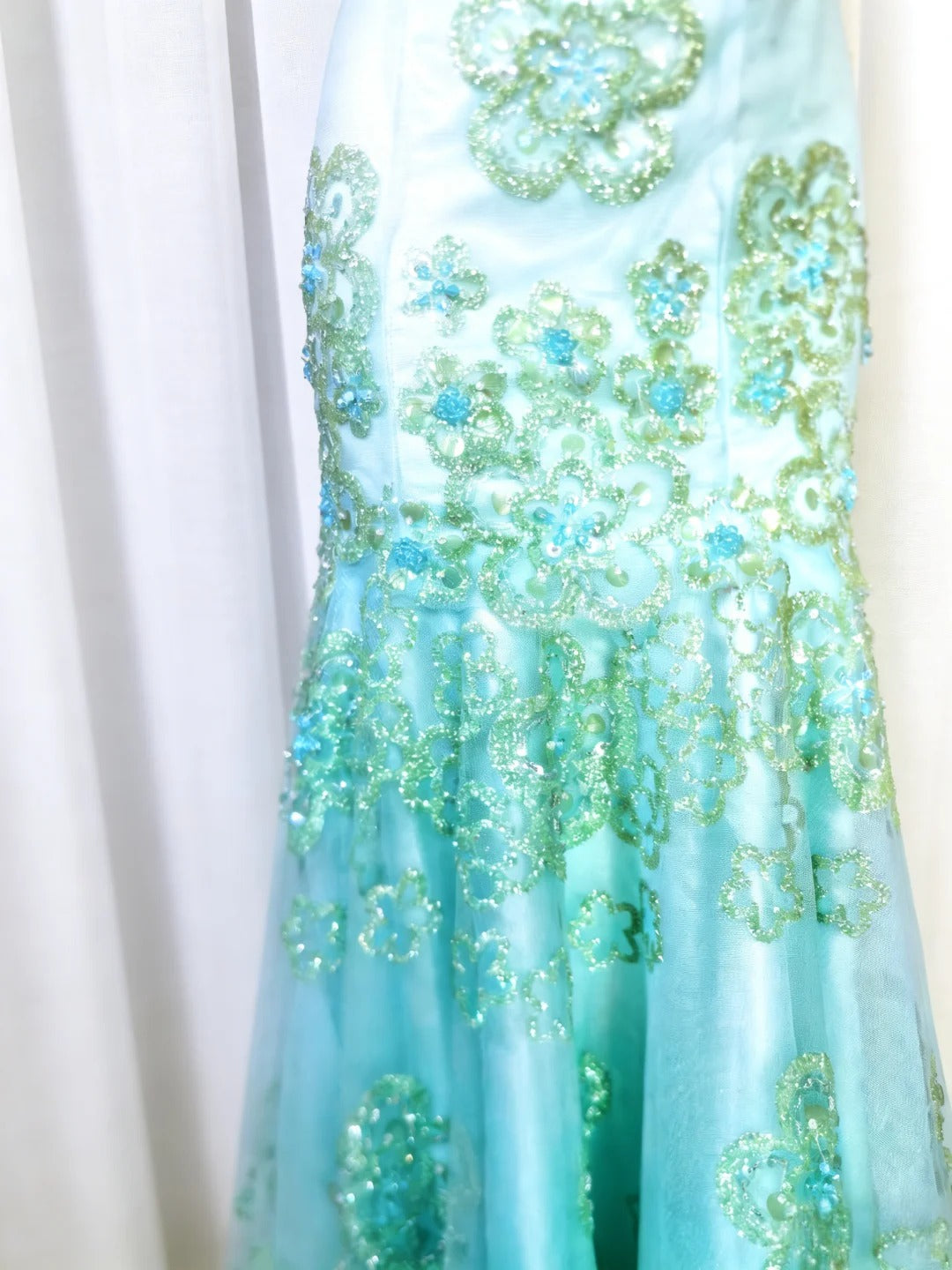 Jolies Robes de Bal Sirène bustier Vert Dentelle avec Perles Longue Robe de Cérémonie N3041