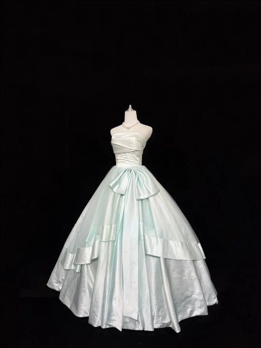 New Quinceanera Dress Elegant Light Sky Blue Satin Sweet 15 Formal Gown for 15th Birthday Party RC0138