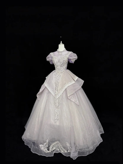 Sweet 16 Dresses Long Ball Gown High Neck Lilac With Sequin Lace Sweet Sixteen Birthday Gown RC0294