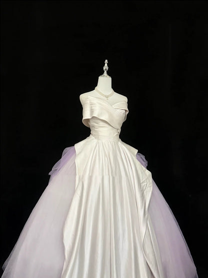 Sweet 16 Dresses Long Ball Gown Off Shoulder With Sleeves Lilac Tulle Sweet Sixteen Birthday Gown RC0363
