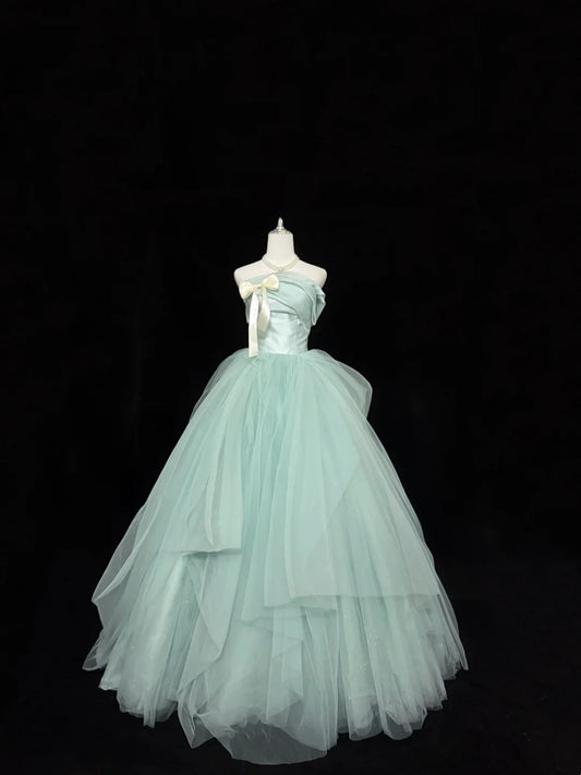 Sweet 16 Dresses Long Ball Gown Sweet Sixteen Long Birthday Dress Strapless Mint Green Formal Gown RC0347