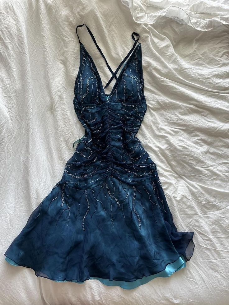 Glam Sheath Spaghetti Straps Blue Straps Short Homecoming Dresses Evening Outfits Inspiration RB9242