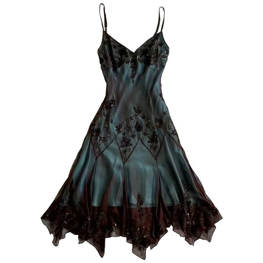 Vintage Prom Dresses Meerjungfrau Spaghettiträger 90er ärmelloses grünes Abend-Ballkleid RB3016