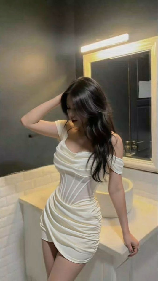 Sexy Homecoming Dresses Outfit inspo Sheath Off The Shoulder White Hoco Dress Cocktail Outfits RB9244