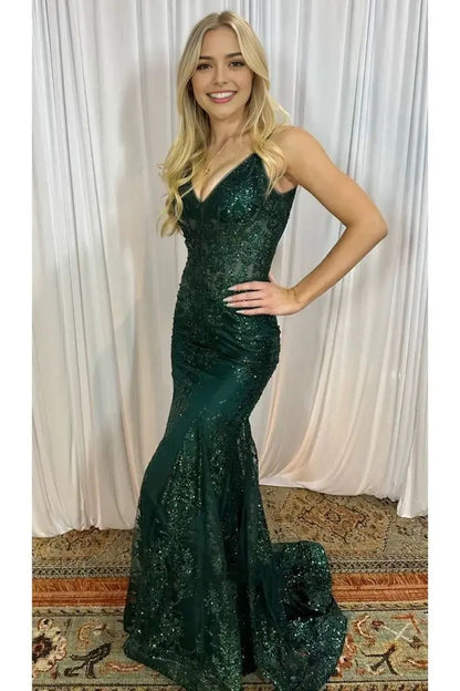 Glitzerndes Meerjungfrauen-Kleid mit Spaghettiträgern, pinkfarbener Paillettenspitze, langes formelles Ballkleid, 22. Geburtstagskleid AB1365