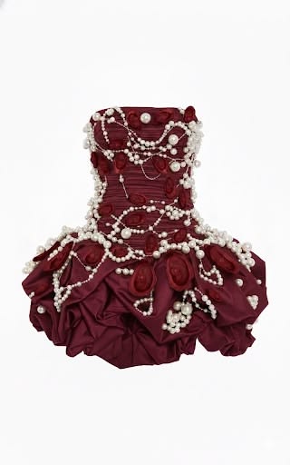 Charming Hoco Dress Homecoming Dresses Ball Gown Strapless Burgundy With Flowers 16th Birthday Party Outfits RB6393
