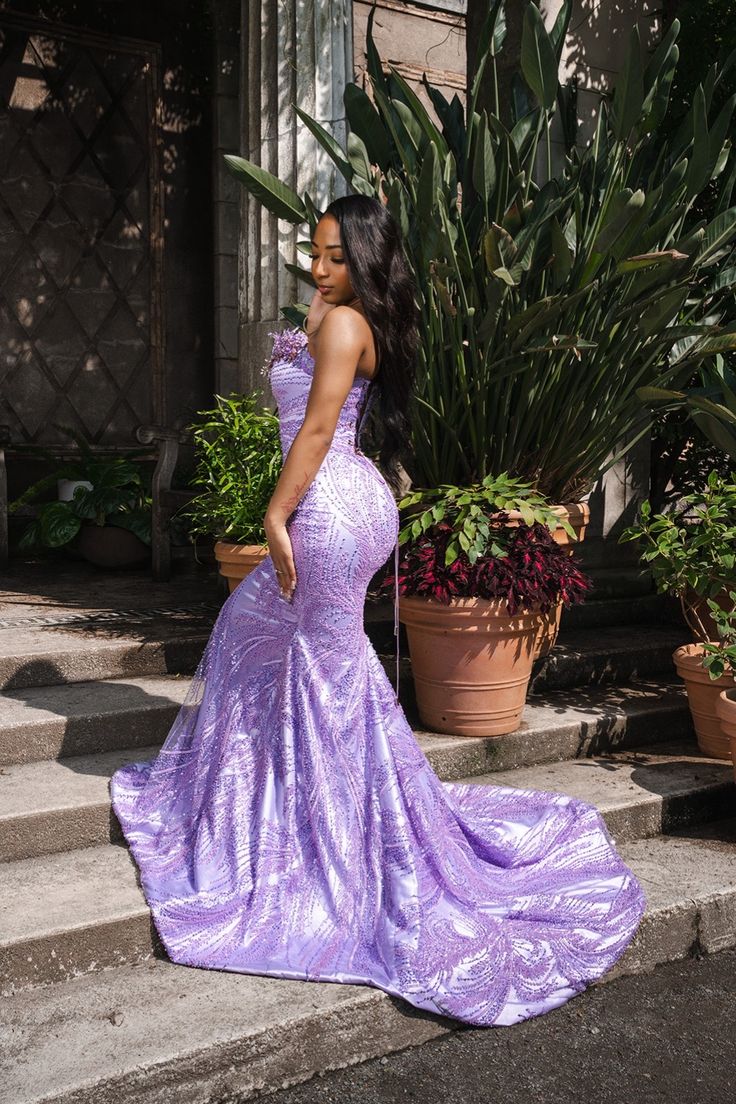 Funkelndes, langes Pailletten-Meerjungfrauenkleid in Lila mit Herzausschnitt – Inspiration für Abendkleider für Damen, formelles Party- und Ballkleid AB1258