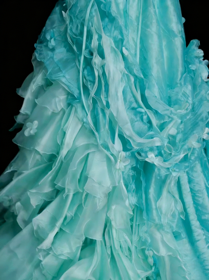 Vintage Ball Gown Strapless Blue Tiered With Layers Sweet 16 Dresses Quinceanera Dress Long 15 Vestidos De Fiesta N1448