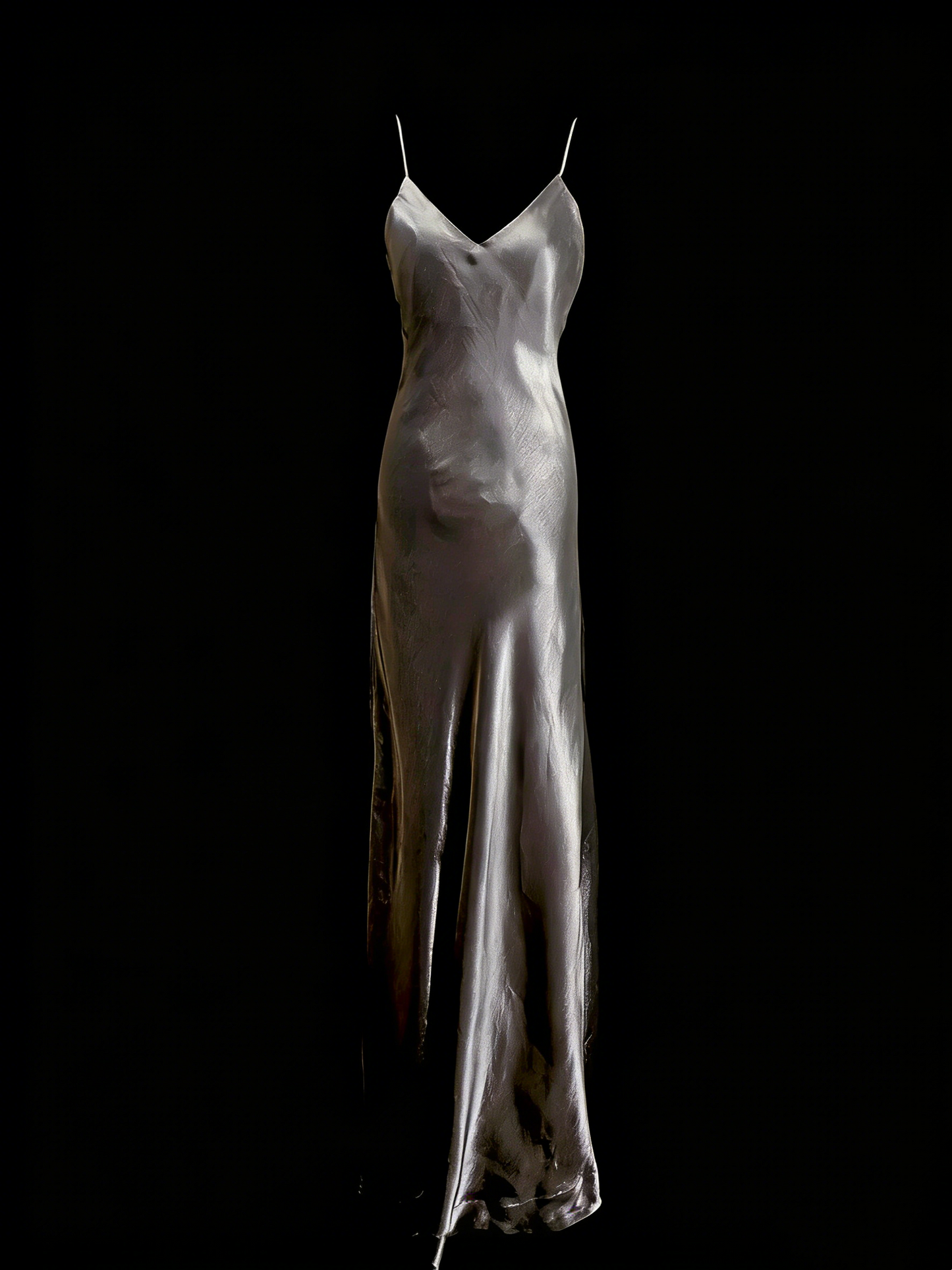 Robe fourreau grise à fines bretelles, style vintage années 80, 70 et 90, idéale pour une soirée étudiante ou un bal de fin d'année (N1153)