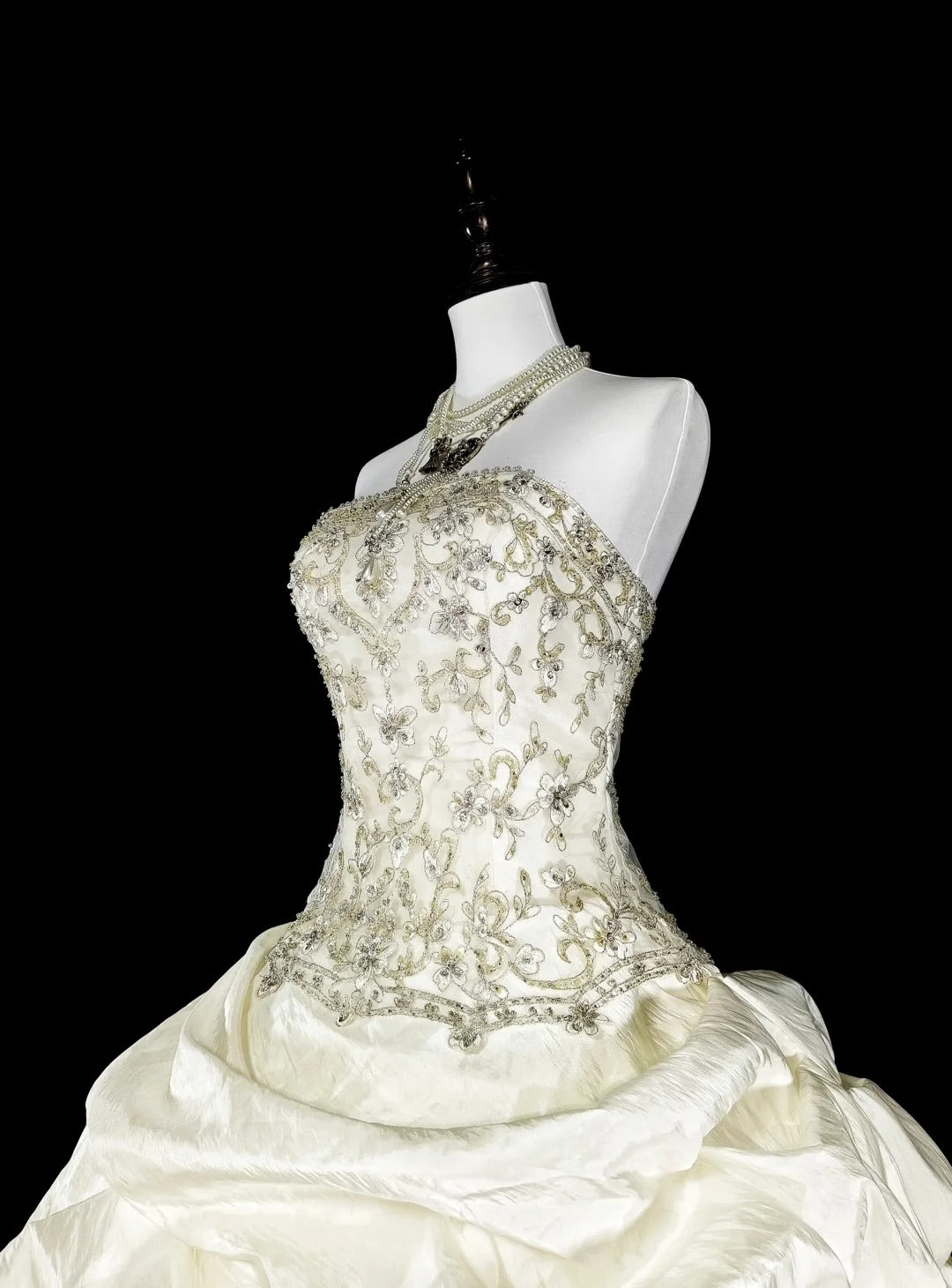 Princess Wedding Dresses Ball Gown Strapless Ivory With Beaded Crystals Long Bridal Gown N3413