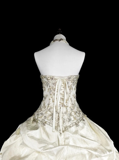 Princess Wedding Dresses Ball Gown Strapless Ivory With Beaded Crystals Long Bridal Gown N3413