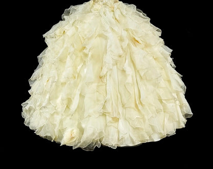 Robe de Bal Princesse Bustier Jaune Volants Étages Superposés Robes Sweet 16 Robe de Quinceañera N3418