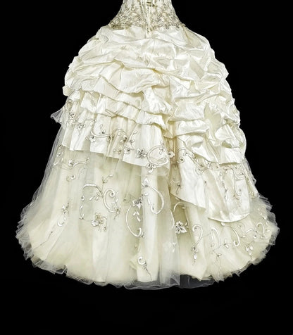 Princess Wedding Dresses Ball Gown Strapless Ivory With Beaded Crystals Long Bridal Gown N3413