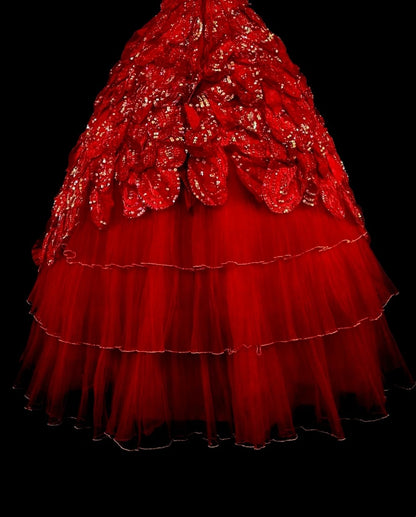 Cute Ball Gown Strapless Burgundy With Tiered Layers Ruffles Long Party Gowns Prom Dresses N2147