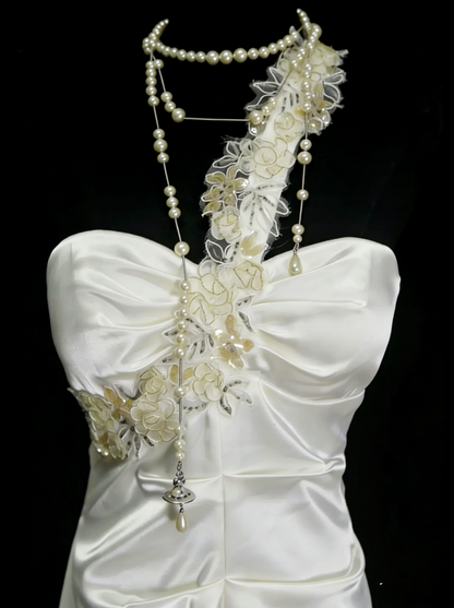 Vintage Mermaid One Shoulder White Backless Summer Formal For Women Girls Teens Prom Dresses N2236