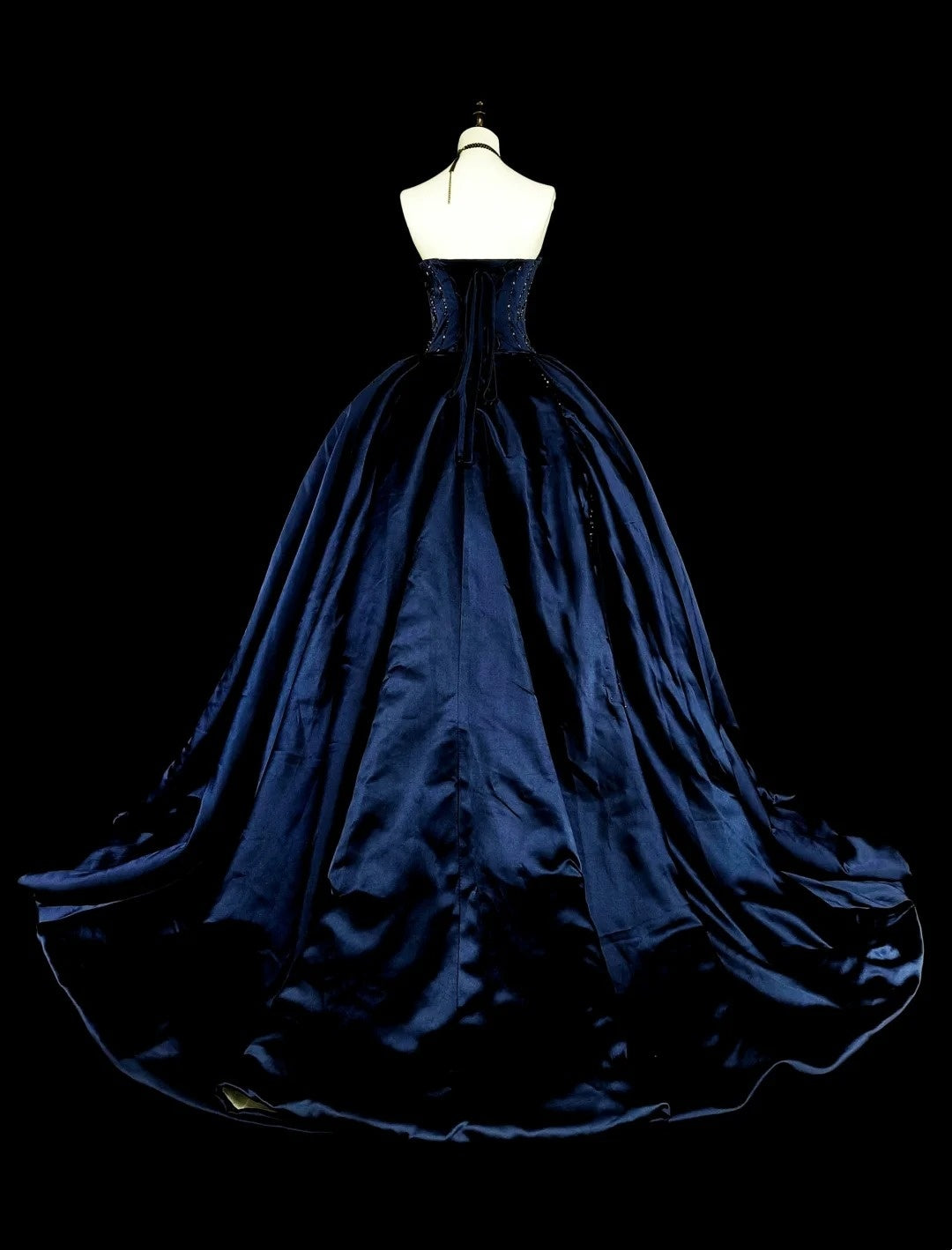 Robe de bal vintage bleu marine en tulle, décolleté cœur, style années 80, robe de soirée formelle, robe de bal longue N1755