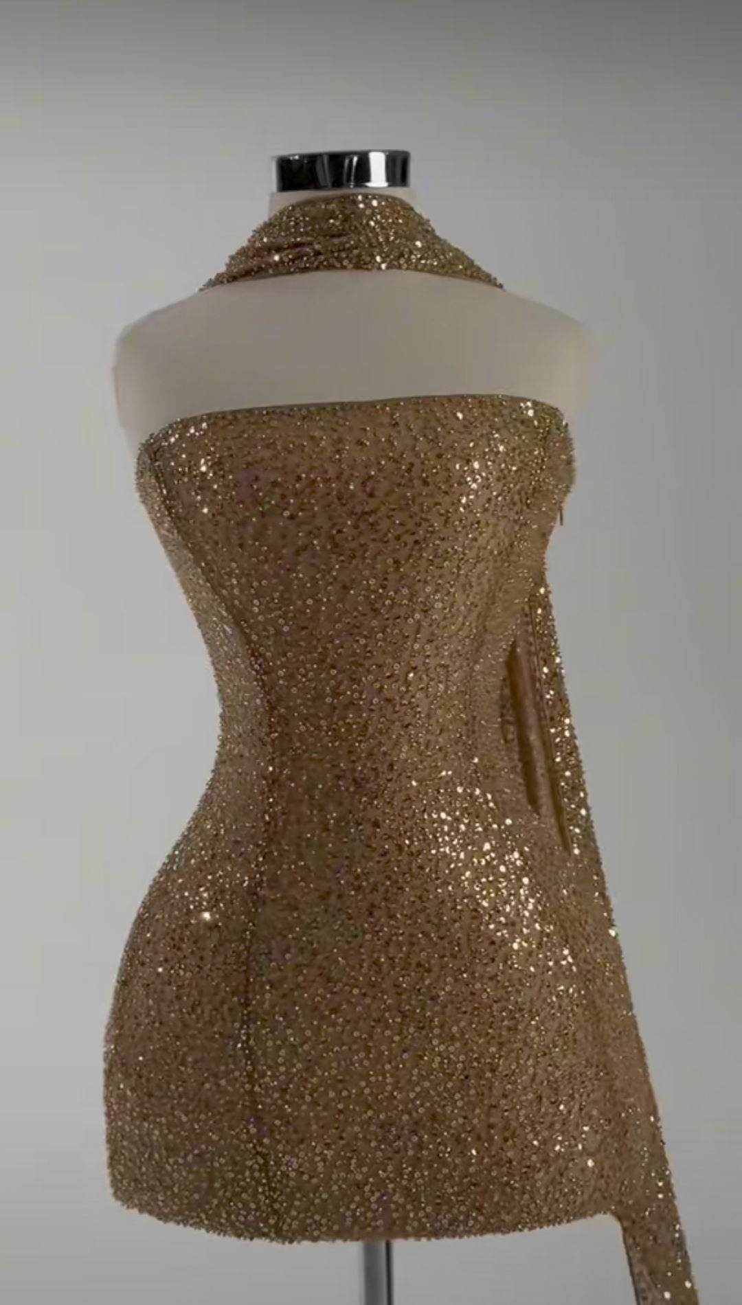 Sparkly Sheath Strapless Gold Sequin Mini Senior Inspo Short Birthday 17th Party Outfits Homecoming Dresses RB3148