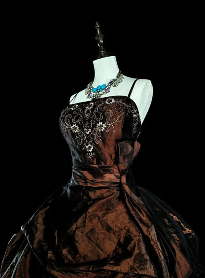 Vintage Ballkleid aus den 1780er Jahren, ärmellos, mit Spaghettiträgern und Perlenstickerei, langes Abendkleid N1603
