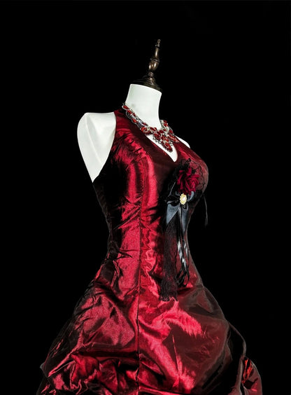 Robe De bal Vintage licou bordeaux taffetas doux 16 robes Quinceanera robe longue 15 robes De Fiesta N1828