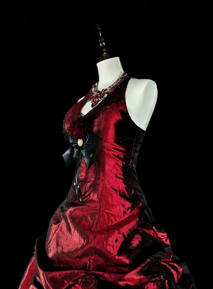 Robe De bal Vintage licou bordeaux taffetas doux 16 robes Quinceanera robe longue 15 robes De Fiesta N1828