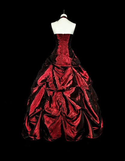 Robe De bal Vintage licou bordeaux taffetas doux 16 robes Quinceanera robe longue 15 robes De Fiesta N1828