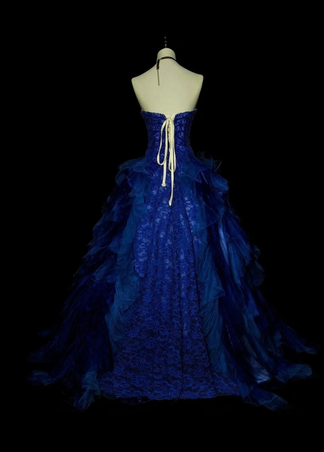 Robe de bal vintage bustier bleu royal en tulle et dentelle, robe de Sweet 16, robe de Quinceañera longue, taille 15, Vestidos De Fiesta N1482