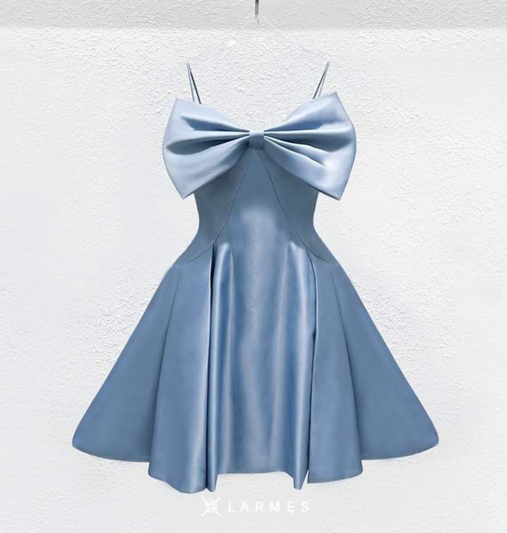 Minimalist A-Linie Spaghetti-Träger Pastellblau Satin Ärmellos Semi-formal 9. Abschluss Kurz Inspo Homecoming Kleider RB4557