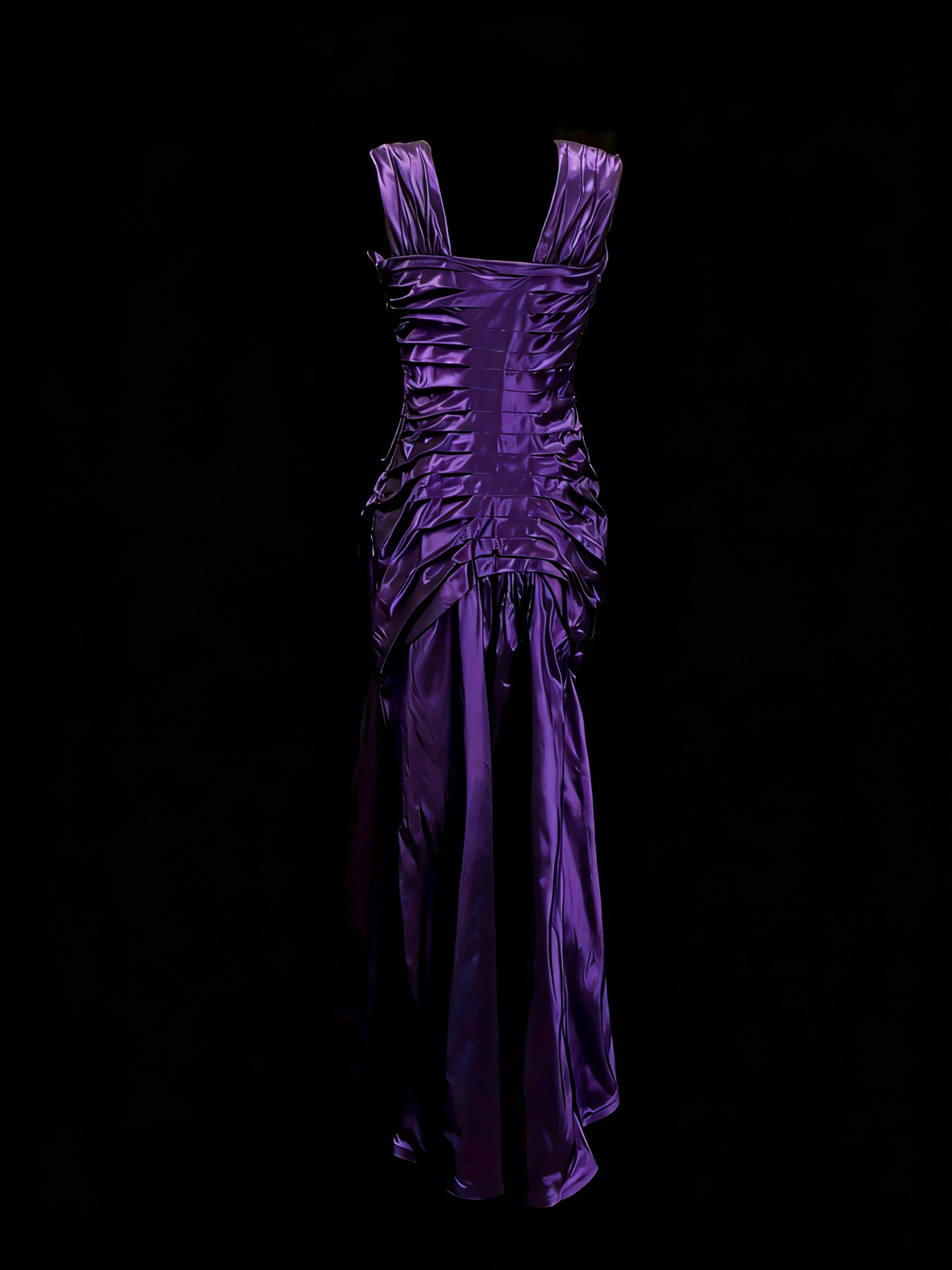 Robes de bal vintage esthétiques Années 60 Rétro Violet Sirène Plissée Longue Robe de soirée N2139