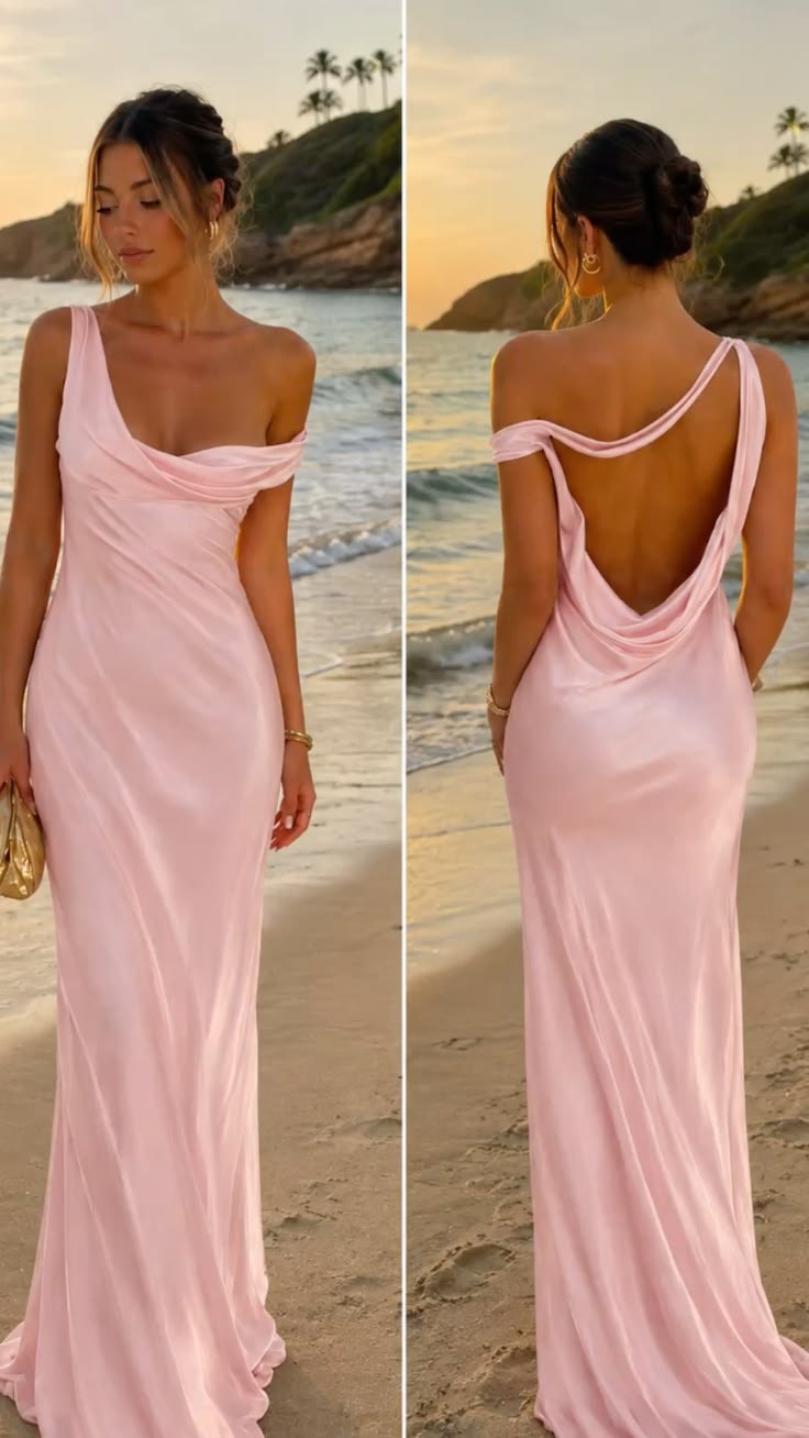 Pink Prom Dresses Inspiration Mermaid One Shoulder With Pleated Backless Evening Gown Long Gala Formal Dress RC1501
