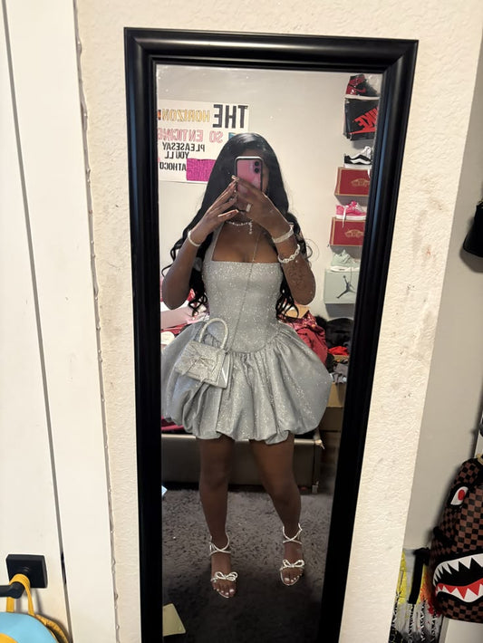 Glitter Ball Gown Halter Sequin For Black Girls Mini Short Hoco Party Birthday Dress Ideas Homecoming Dresses RB4093