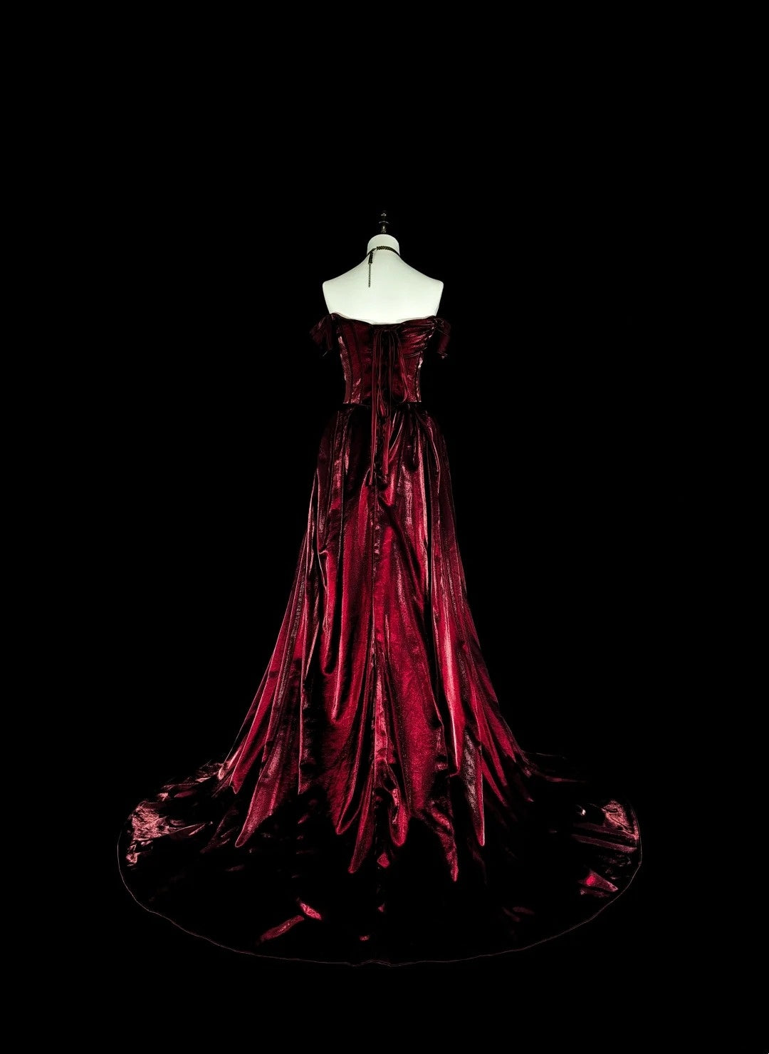 Verträumte Abschlussballkleider Vintage 90er Jahre mit Perlen Meerjungfrau schulterfrei Burgund Satin Lange formelle Outfits N2377