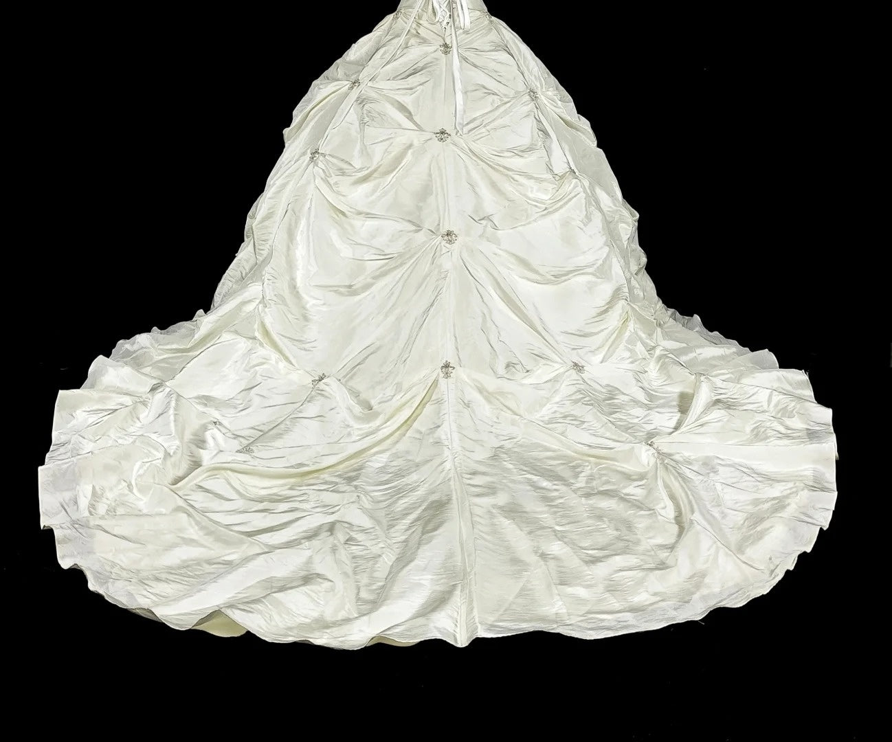 Vintage Hochzeitskleider Ballkleid Trägerlos Weißer Taft Mit Perlen Lang Brautkleid N3075