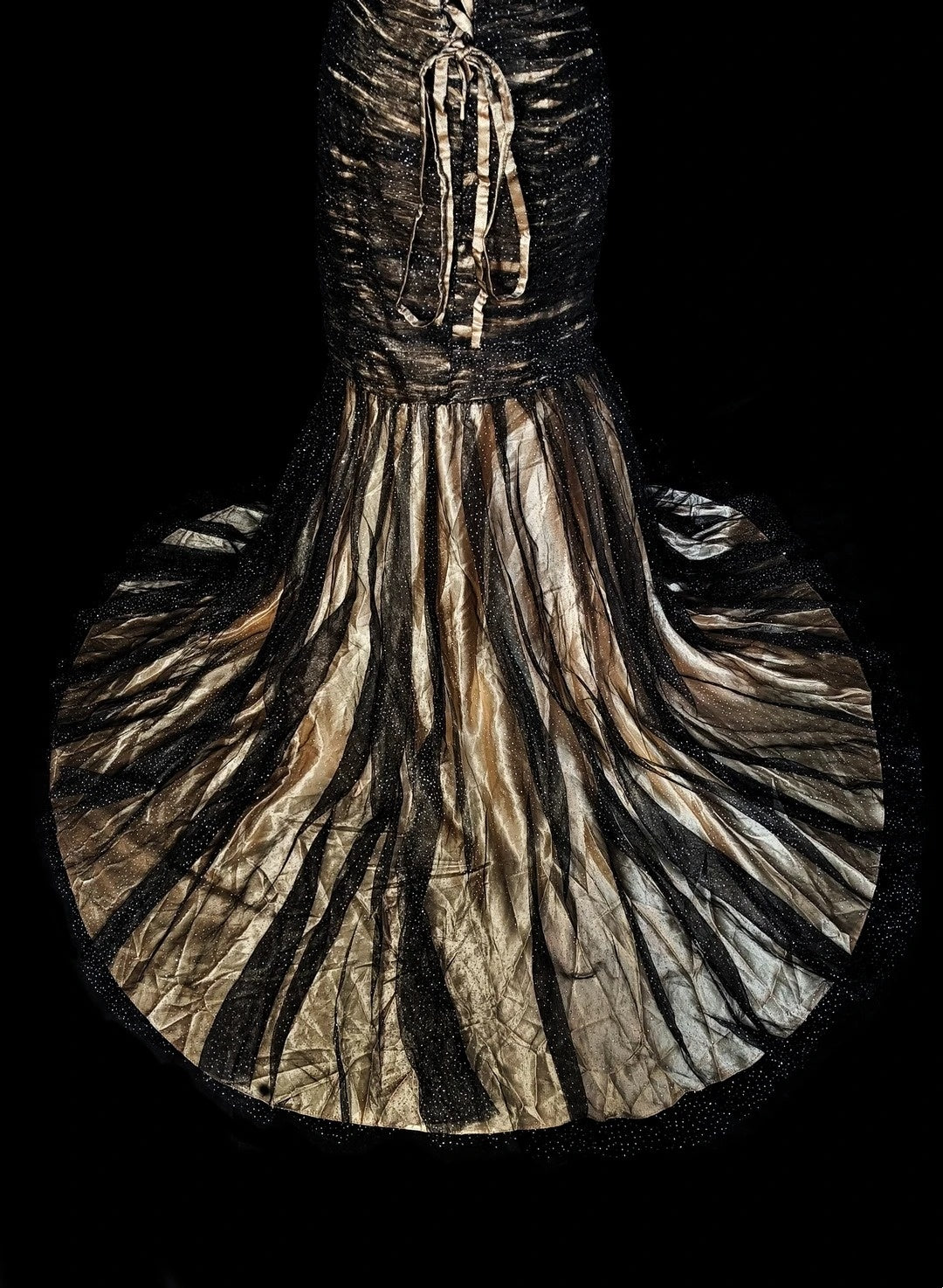 Robe de bal longue de soirée vintage sirène, bustier cœur, tulle noir sans manches, années 80, N1488
