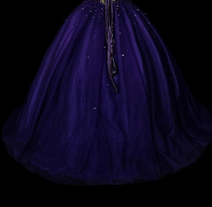 Robe de bal vintage bustier cœur en tulle violet, robe de quinceañera longue taille 15, Vestidos De Fiesta N1495