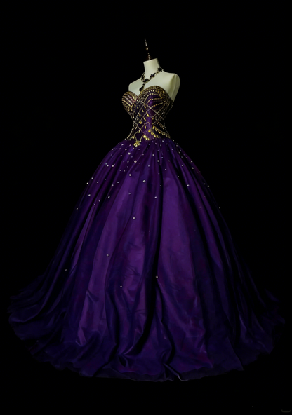 Robe de bal vintage bustier cœur en tulle violet, robe de quinceañera longue taille 15, Vestidos De Fiesta N1495
