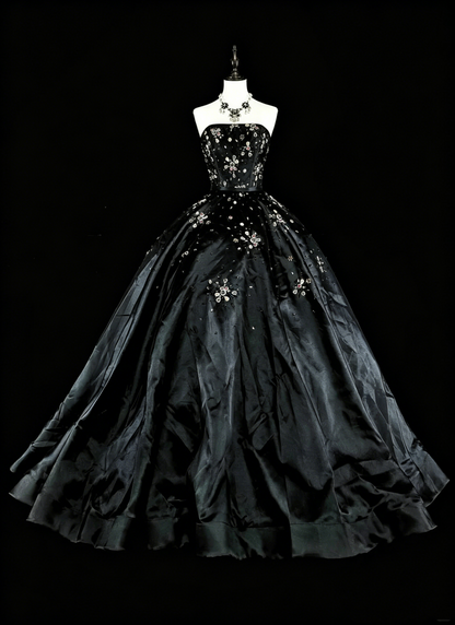 Robes de bal modestes Robe de bal bustier en tulle noir Robe de 16e anniversaire Tenues de soirée formelles N3517