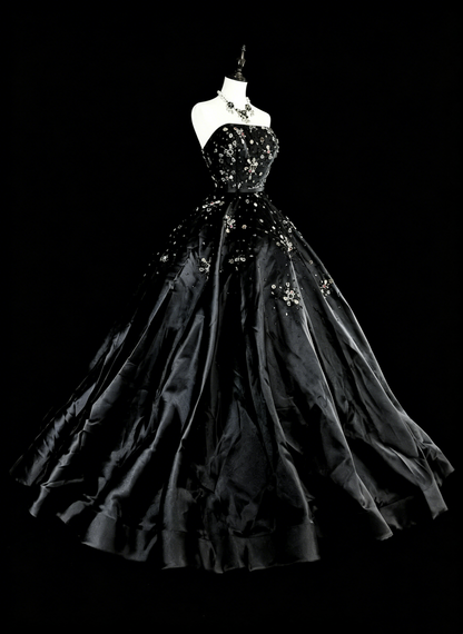Robes de bal modestes Robe de bal bustier en tulle noir Robe de 16e anniversaire Tenues de soirée formelles N3517