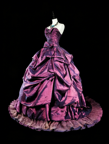 Robe de bal mignonne en taffetas violet bustier pour 16e anniversaire, robe de Quinceanera N3414